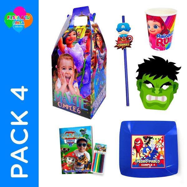 Pack 4 Cotillón Personalizado