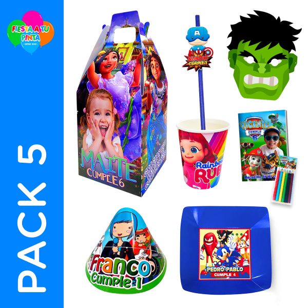 Pack 5 Cotillón Personalizado