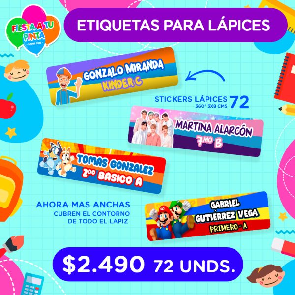 Etiquetas Escolares para Lápices